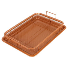 Air Fryer Basket Stainless Steel Copper Mesh Grill Tray for Crispy Chips BBQ and Oven Cooking