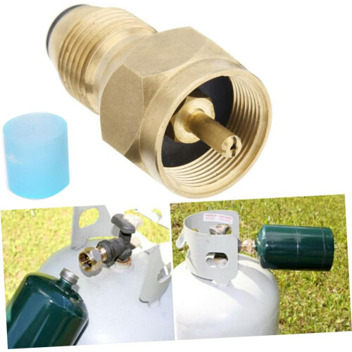 2pcs Propane Tank Adapter Set, Quick Conversion Brass Fitting with Automatic Shutoff for Outdoor Use 2