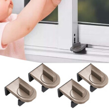 4 Pack Adjustable Sliding Window and Door Locks with Rubber Padding, Child Safety Aluminum Alloy Security Clips