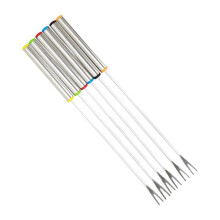 6pcs Stainless Steel Fondue Forks HeatResistant MultiColor Grip for Cheese Chocolate BBQ Camping