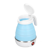 Foldable Travel Electric Kettle 0.6L 110V Food Grade Silicone with Heat Preservation Blue