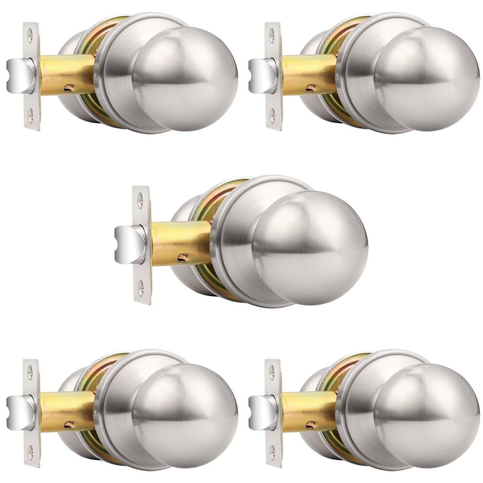 5 Pack Brushed Nickel Passage Door Knobs Interior Handles For Hallway And Closet 9164114676351