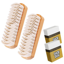 2PCS Suede Brush and Eraser Cleaner with Wooden Handle for Shoes Boots Bags Jackets Sofas