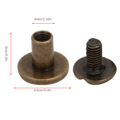Leather Strap Binding: 50 Set 8mm Bronze Pure Copper Flat Rivets 1