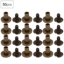 Leather Strap Binding: 50 Set 8mm Bronze Pure Copper Flat Rivets