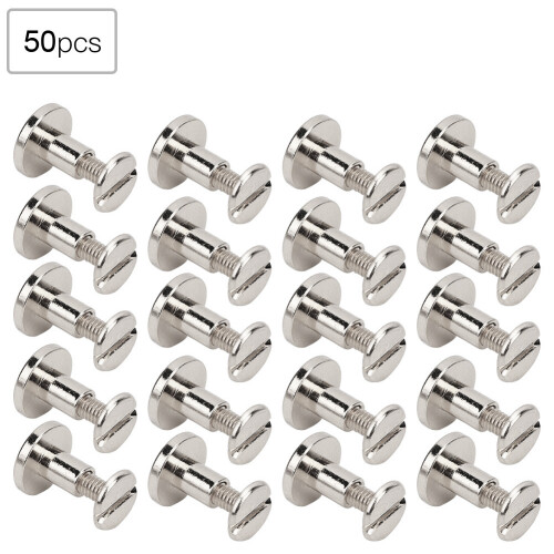 8mm Copper Flat Head Rivets for Leathercraft Notebook Binding Silver 50 Pack