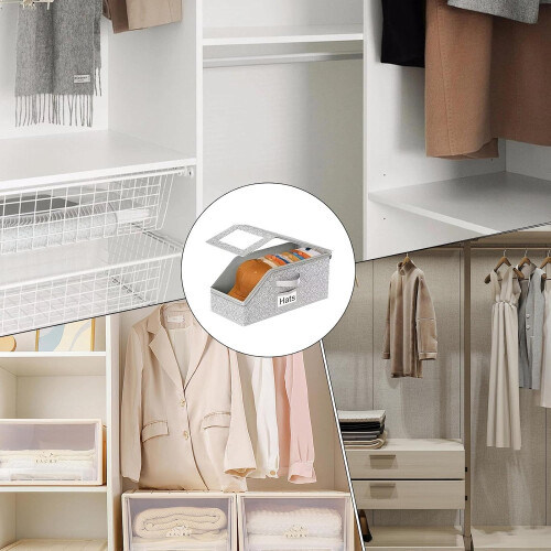 Baseball Cap Organizer Holds 24 Caps with Vertical Stacking and Dustproof Hat Storage Box for Closet 2