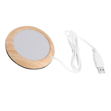 USB Coffee Cup Warmer Wood Grain Beverage Heater Pad for Desk Office Home Light Walnut