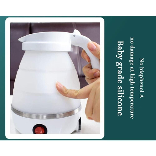 Travel Electric Kettle 600ML Foldable Silicone, Fast Boiling Dual Voltage Compact Design Blue 2