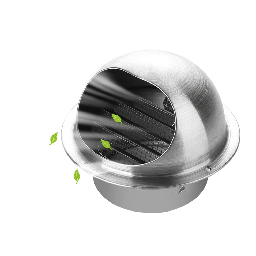 Wall Vent Duct Cover With Louvered Grille For Kitchen, Bathroom Exhaust, Range Hoods, 180Mm Silver 9053599453451