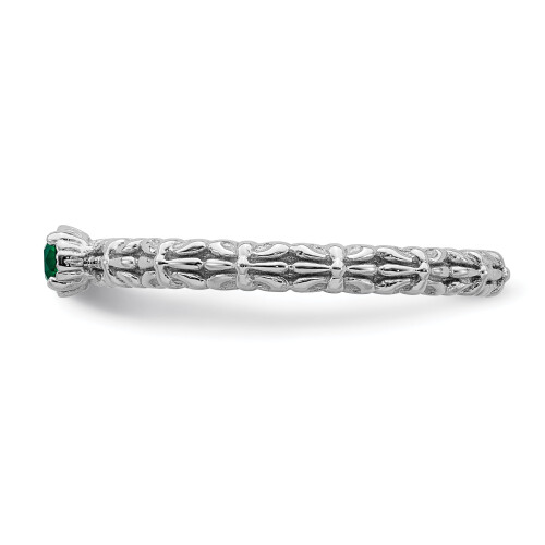 Created Emerald Sterling Silver Single-Stone Ring 2
