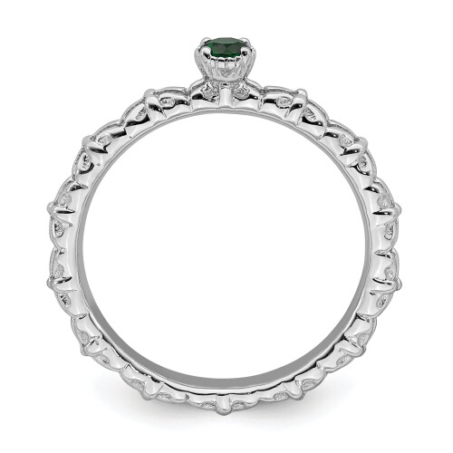 Created Emerald Sterling Silver Single-Stone Ring 1