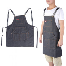 Heaveant Waterproof Apron, Unisex Waterproof Black Denim Hair Cutting Barber Salon Coffee Waiter Pocket Apron