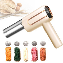 Electric Pasta Maker with 5 Shapes, Cordless Automatic Noodle Maker, USB Rechargeable Beige