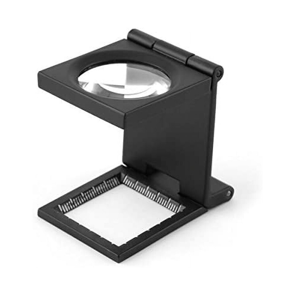 10X 28mm Mini Three-Folding 10X Magnifier Zinc Alloy Magnifier Magnifying Glass with Scale for Textile Optical Jewelry Tool