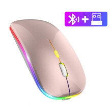 Bluetooth Wireless Mouse with USB Rechargeable RGB Backlight Mouse for Computer Laptop PC compatible with iPad Gaming Mouse Gamer 2.4G Portable