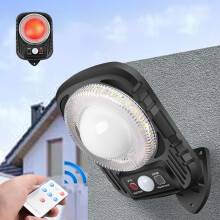 Solar Street Light, IP65 Outdoor Solar Powered LED Security Flood Light with Motion Sensor, Remote Control
