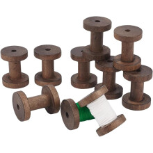 10pcs Wooden Empty Spools 2.4x1.9 inch for DIY Crafts, Sewing, Wire Weaving - Natural Wood Bobbins Compatible with Craft Projects