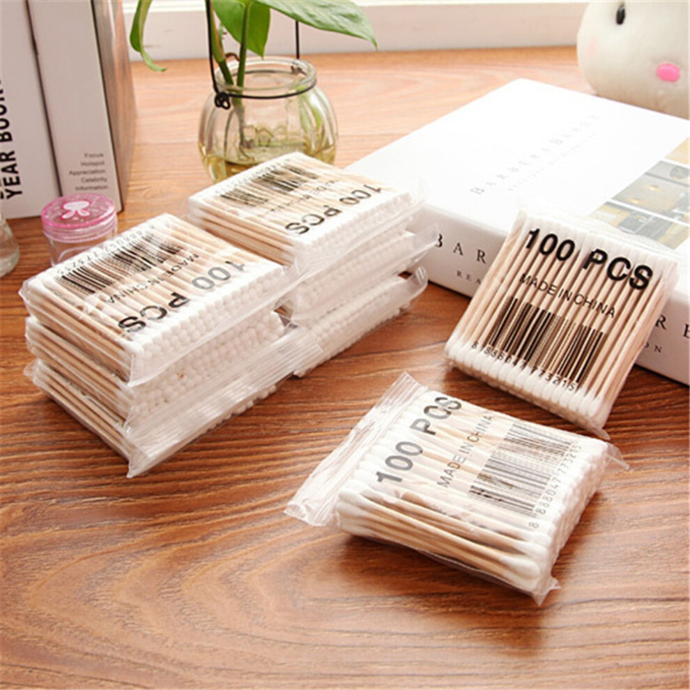 Bamboo Cotton Swabs - 100 Count, Vegan, Eco-Friendly, Plastic-Free, Biodegradable, Organic Double Tips