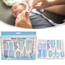 OBOSOE 10-teiliges Babypflege-Set, Erste-Hilfe-Set, Babypflege-Set, Babybürsten, Nagelknipser, Nasenreiniger und andere Schönheitssets
