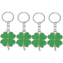 Set di 4 moschettoni portafortuna a forma di quadrifoglio in lega di zinco.