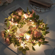 BalsaCircle7feet Blush Roses Greenery -keijuvalot, paristokäyttöiset LED-köynnökset, hääjuhlat