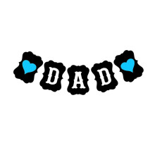 Eease3M Striscione "Buon compleanno papà" con cuoricini e scritta "PAPÀ" per la festa del papà (bianco e nero)