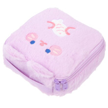 Pochette de rangement en peluche pour serviettes hygiéniques et tampons, motif lapin, maquillage d'hiver, voyage