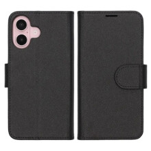 Kompatibel mit iPhone 16 Plus Wallet Case mit Ständer – Schwarz