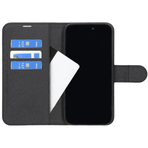 Kompatibel mit iPhone 16 Plus Wallet Case mit Ständer – Schwarz 1