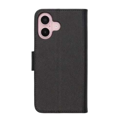 Kompatibel mit iPhone 16 Plus Wallet Case mit Ständer – Schwarz 2