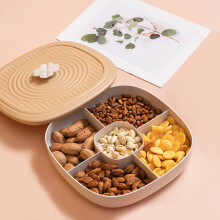Plateau à fruits ICQOVD avec couvercle - Boîte de rangement à 5 compartiments pour fruits secs, snacks, bonbons - Compatible avec les
