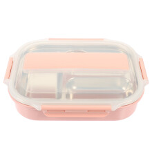 Roestvrijstalen lunchbox, voedselcontainer, campingservies, lunchbox voor buiten, student, kantoor, roze 304Pp
