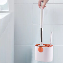 Jacenvly Silikon-Toilettenbürste mit Halterung, leicht und mit starker Saugkraft, rutschfester Griff, Wand-/Bodenmontage, kompatibel mit