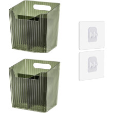 Set di 2 contenitori portaoggetti da parete per doccia, impilabili in plastica trasparente, ideali per bagno, cucina e armadietti, senza BPA.
