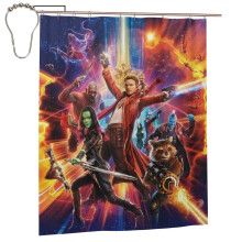 Guardians of the Galaxy Vattentätt Duschdraperi, Dekorativt Badrumsdraperiset Med Krokar, 60x72Tums