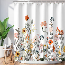 Rideau de douche UOWRPOZ en polyester à motif floral, 183 cm x 183 cm, imperméable