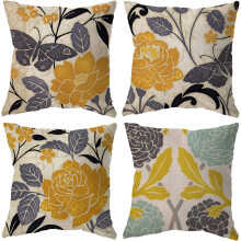Fodere per cuscini decorativi floreali blu, gialli e grigi da 18x18 pollici, compatibili con tessuti in cotone e lino con farfalle, fodera per