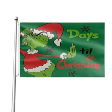 Grinch-ulkolippu, 3 * 5 jalan ulkobanneri, kaksipuolinen talon puutarhalippu, pihalippu, paraatikyltti, juhlakoristeet, seinävaate