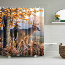 QISIWOLE Rustikt duschdraperi, Duschdraperi med skogshjort, jaktmotiv, kamouflagetema, polyestertyg - 150 cm * 180 cm