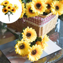 Fleurs de tournesol artificielles Donemore, bouquet de 1 faux tournesol pour décoration intérieure et extérieure (mariage, maison, bureau, fêtes)