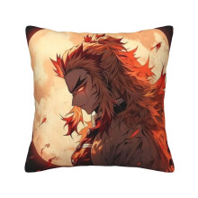 Kissenbezug „Demon Slayer“ aus weichem Cord, 45 x 45 cm, dekorativer Kissenbezug für Sofa, Schlafzimmer, Bett, Stuhl und Wohnzimmer