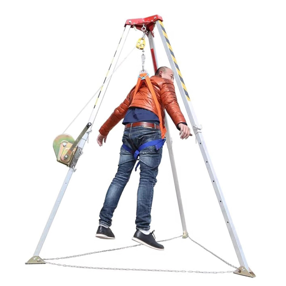 Confined Space Tripod Kit With 1800Lbs Selflocking Safety Winch For Manhole Sewer Rescue 9164114678461