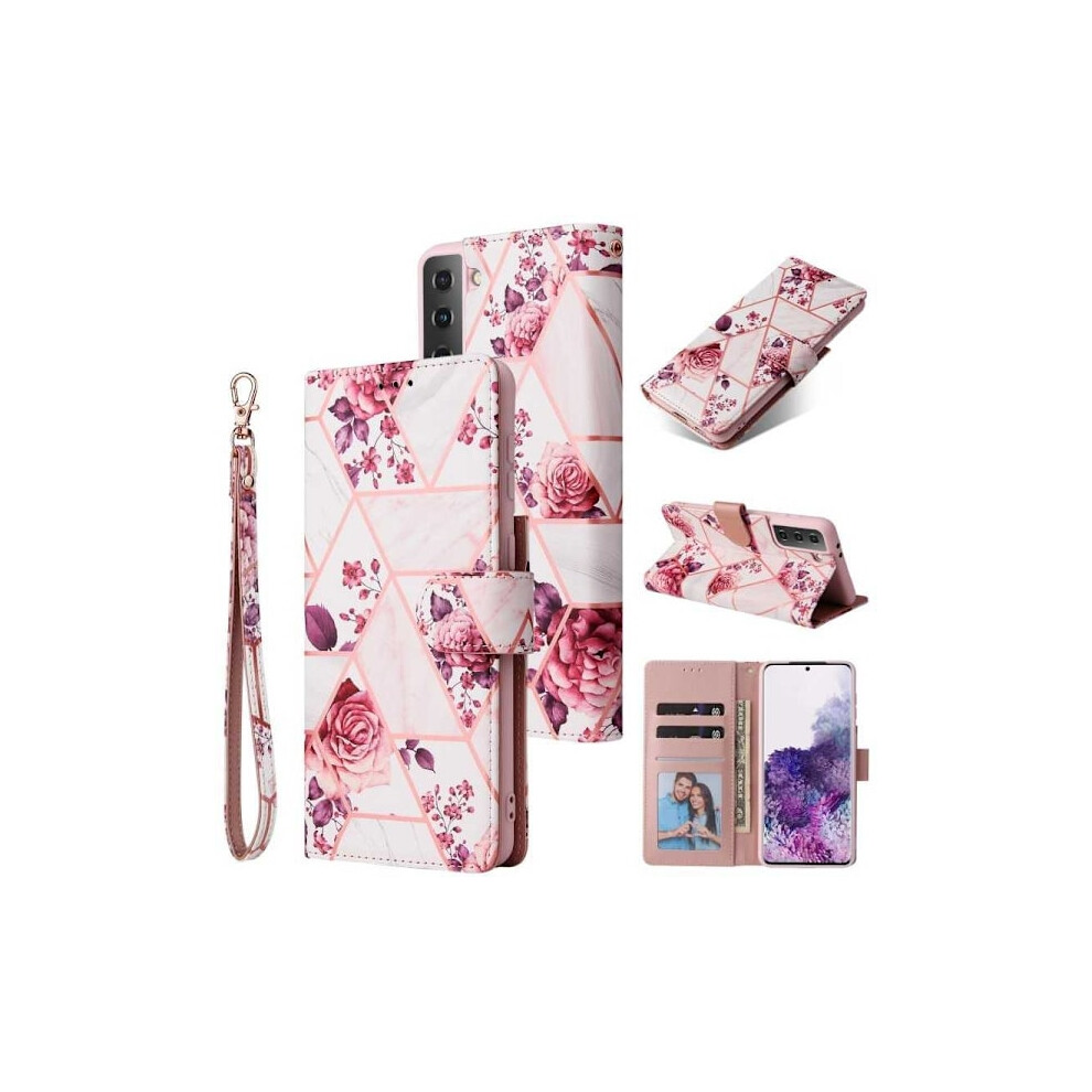 Compatible With Samsung S21 Plus Trendy Wallet Case Sparkle 4-Compartment Pink 9083649057896