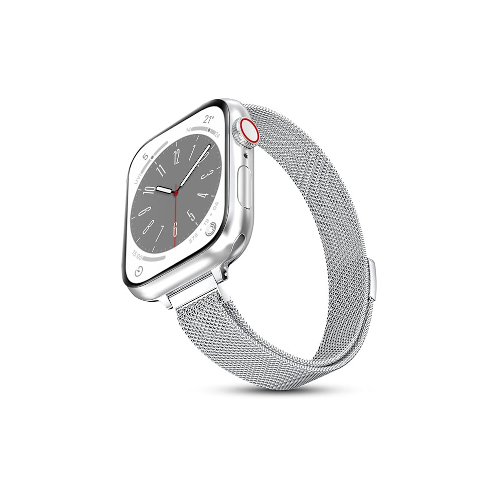 Milanese Loop Strap Compatible With Apple Watch 38Mm 40Mm 41Mm 42Mm 44Mm 45Mm 49Mm, Slim Iwatch Band For Series 3-8, Ultra Silver 9083649057711