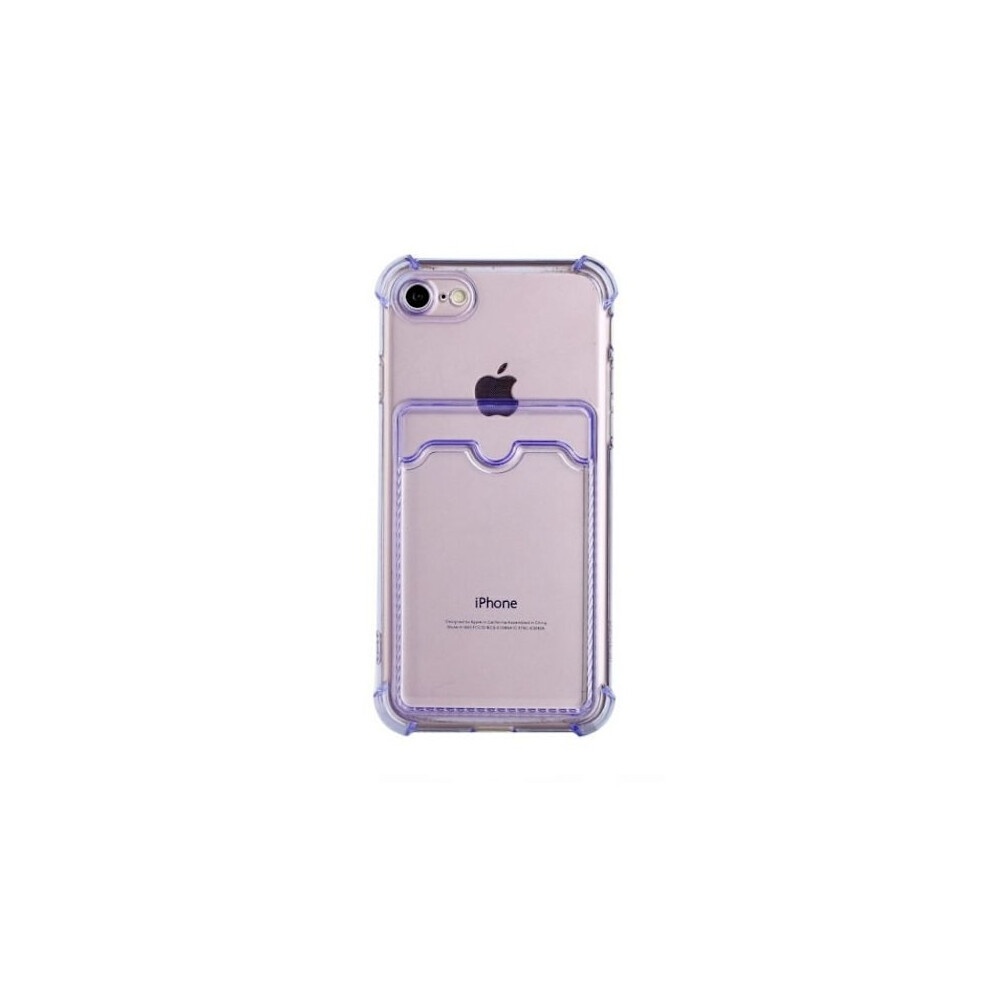 Shockproof Case With Card Holder Compatible With Iphone 7/8/Se (2020/2022) - Purple 9083649058046