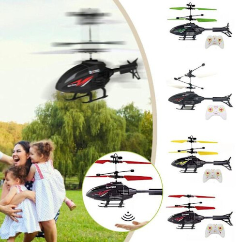 Remote Control Induction Helicopter with Remote Control, Accelerating Hanging Flying Toy, Interactive Gift for Kids - Green 2