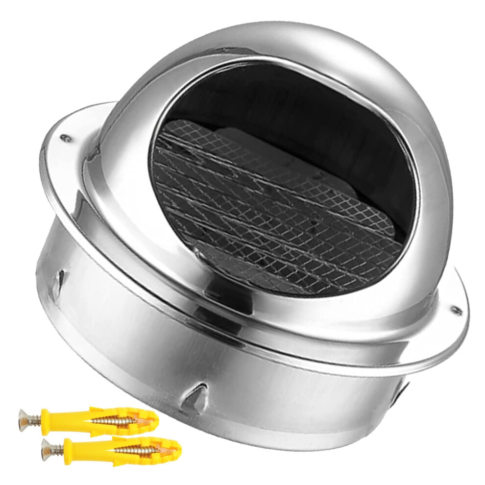 304 Stainless Steel Wall Vent Hood 80Mm Weatherproof Louvered Exhaust Cap With Mesh Grill 9053599454977