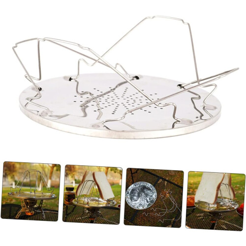 Stainless Steel Toaster Rack with Even Heat Distribution, Foldable for Camping and Kitchen Use 1
