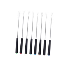 Stainless Steel Cheese Fondue Forks Set with Plastic Handles, 8 Piece for Party Serving